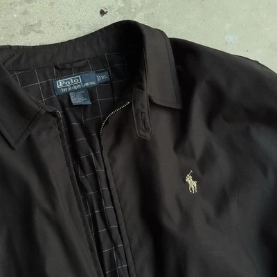 Vintage 1990's Ralph Lauren Polo XL Black Bi-Swing Windbreaker Bomber Jacket - Image 1 of 4