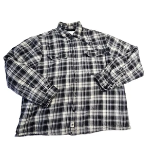 Boston Traders Womens XXL Flannel Sherpa Lined Hooded Shirt/Jacket Black Plaid - Picture 1 of 5