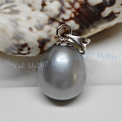 Идеальный огромный 10-14 мм Серебряный серый Южных морей жемчуг падение подвеска 14K белое золото - Изображение 1 из 4