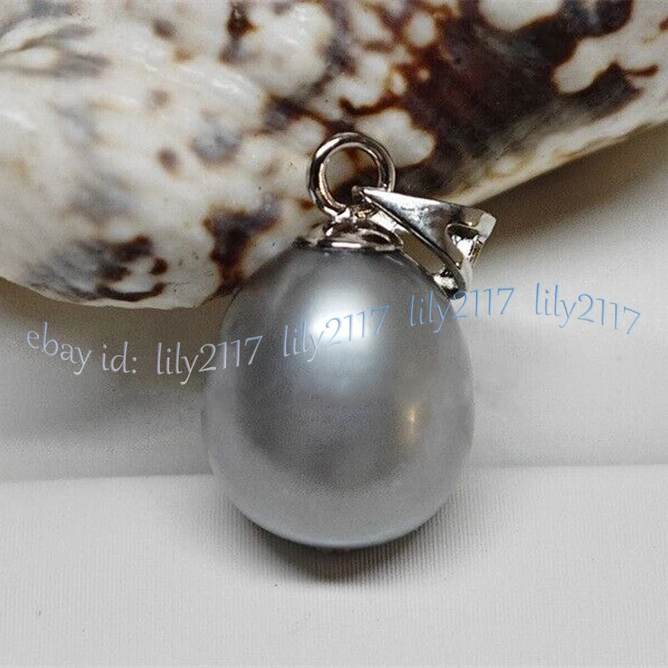 Perfecto Enorme Colgante Gota Perla Mar del Sur Gris Plata 10-14mm Oro Blanco 14K Foto 1 de 4