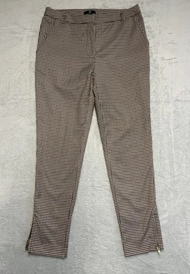 H&M Women’s Beige Check Smart Dress Tapered Trousers W30 L27 UK 12 Work Smart - Image 1 of 4