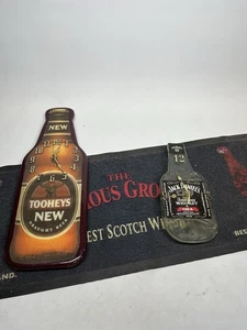 Lot Mixed Vintage Beer Items 2 Clocks and Bar Mat - Foto 1 di 9