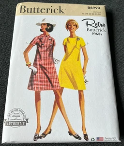 2024 Retro 60s Butterick Pattern B6990 Misses' One Piece Dress Gr. 18-26 Uncut - Bild 1 von 6