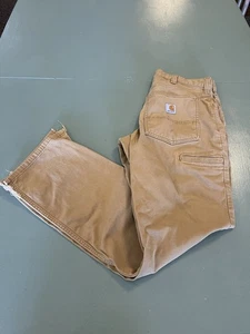 Carhartt Relaxed Fit Mens Brown Cargo Work Pants Denim Jeans Size 32 x 32 - Picture 1 of 17