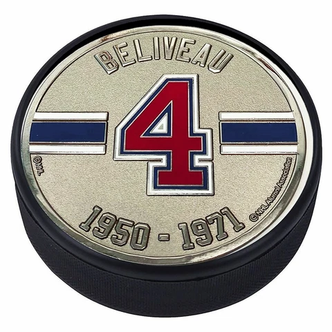 Jean Beliveau Montreal Canadiens 3D Textured Silver Plated Medallion Hockey Puck Cover