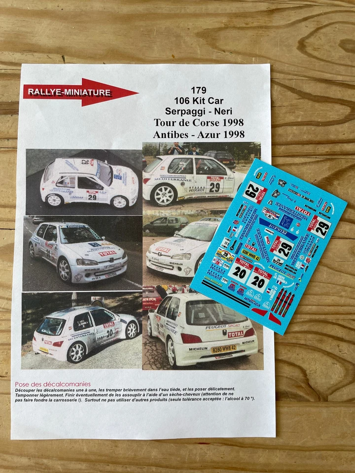 DECALS 1/43 PEUGEOT 106 SERPAGGI TOUR DE CORSE 1998 WRC RALLYE RALLY FRANCE - Photo 1/1