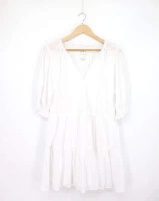 БАРХАТ на G & S Leighton хлопок сляб марля ярусный платье белый S $239 H9 - Изображение 1 из 4