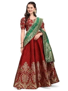 Women's Jacquard Semi-Stitched Lehenga choli - Picture 1 of 7