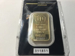 Goldbarren 999,9 Barren 1 OZ Unze ARGOR-HERAEUS Fine Gold Masseln Barrengold - Bild 1 von 3