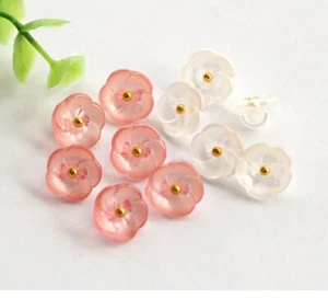 WHITE BLOSSOM FLOWER RESIN SHANK BACK BUTTONS - BABY SEWING CRAFT - 10PCS 11.5MM - Picture 1 of 4