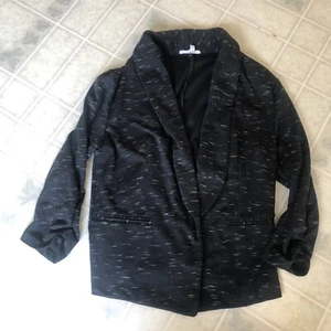 Maurices Marled Black Gray Open Ruched Sleeve Knit Blazer Size small - Picture 1 of 6