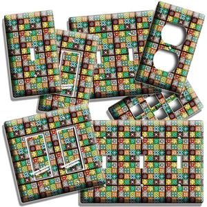 COLORFUL SMALL MEXICAN TILES STYLE LIGHT SWITCH OUTLET WALL PLATES KITCHEN DECOR - Picture 1 of 34