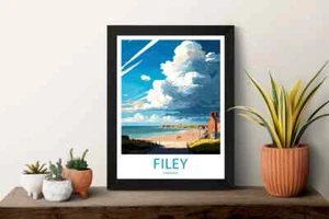 (Laminated) Filey Travel Poster Print Wall Art - Picture 1 of 3