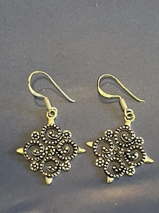 Pendientes de marcaita celta para mujer plata firmada 925 MJ - Imagen 1 de 11