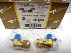 BOX of 20 - SSP Unilok Male Elbow, 3/8 Tube Fitting x 1/4 MNPT, BRASS - IBU6ME4 - Picture 1 of 4