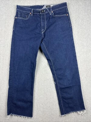 Volcom Jeans Mens 34x26 Blue Kinkade Cutoff Crop Stretch Dark Denim Surf Skate - Image 1 of 4