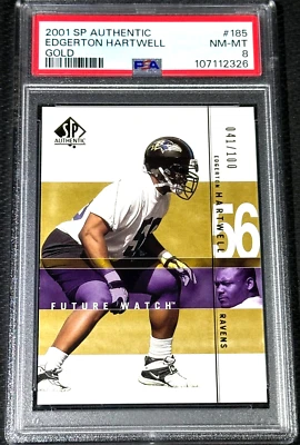 2001 SP Authentic Rookie Gold 100 #185 Edgerton Hartwell /100 -PSA 8 - Image 1 of 2