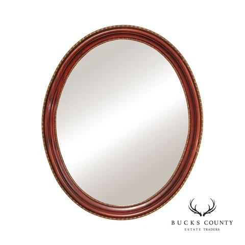 Kindel French Louis XVI Style Vintage Oval Mahogany Wall Mirror Cover