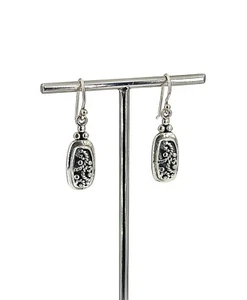 Vintage NWS .925 Sterlingsilber zierlich verziert baumelnder Haken Draht Ohrringe - Bild 1 von 6