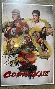 3 Cast Signed 19” Poster Peyton List, Xolo Mariduena & Jacob Bertrand Cobra Kai - Picture 1 of 2