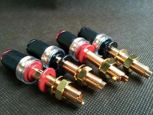 4x hifi Red Copper Plated Amp Speaker Terminal Binding Post Socket - Picture 1 of 1