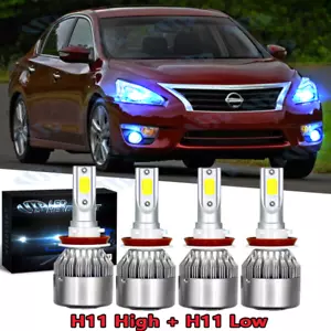 For Nissan Altima Sedan 2013-2015 - 4X 8000K H11 LED Headlights Bulb Hi/Lo Beam - Picture 1 of 10