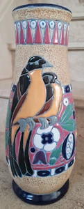Vase Art Déco Amphora Czechoslovakia Tchécoslovaquie Faïence émaillée - Imagen 1 de 6
