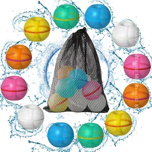 12pcs Reusable Water Balloons Pool Toys for Kids Self Sealing ball Refillable - Picture 1 of 2