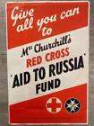 Rzadki oryginalny plakat z II wojny światowej pani Churchill Czerwony Krzyż Pomoc Rosji Fundusz