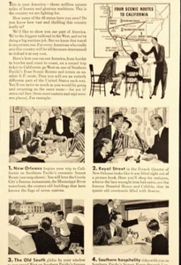 Pubblicità stampa d'epoca 1942 Southern Pacific Railroad New Orleans Royal Street - Foto 1 di 7