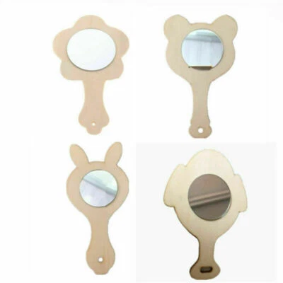 Espejo de madera sin terminar de 1 pieza para niños hágalo usted mismo pintura manualidades juguetes educativos Foto 1 de 4