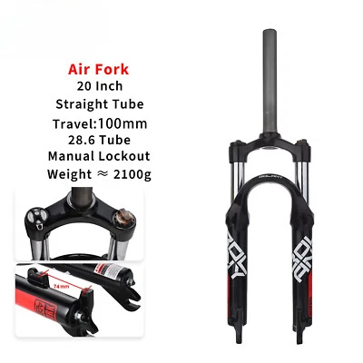 20 Inch Folding Bike Suspension Air Fork 100mm Travel Disc Brake Straight Tube - Image 1 of 4