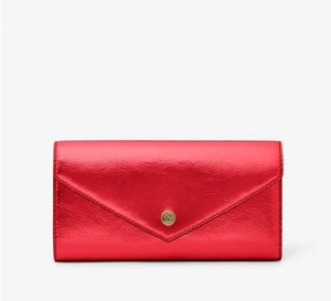 Michael Kors Jet Set Travel Large Envelope Continental Wallet Crimson NEW🎀NWT🎁 - Picture 1 of 6