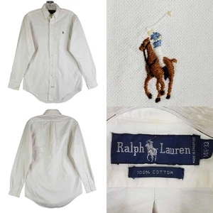 Polo Ralph Lauren Oxford camicia uomo taglia 14,5 tinta unita bianca LS cotone abbottonato - Foto 1 di 8