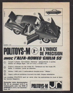 1967 POLITOYS Alfa Romeo Giulia SS Vehicle Diecast Vintage Original PRINT AD Fr - Picture 1 of 2