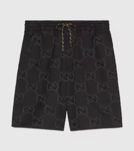 GUCCI JUMBO GG PANTALONES CORTOS DE LONA NEGROS PARA HOMBRE 46 NUEVOS AUTÉNTICOS - Imagen 1 de 4