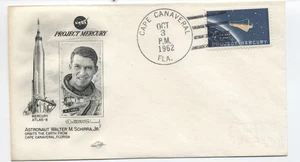 1962 artcraft cachet Mercury flight cover 10/3 Walter Schirra Jr [y10547] - Picture 1 of 3