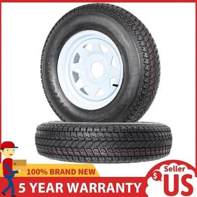 2 Pack ST175/80D13 Trailer Tire and Wheel 5 Lug Tire & 13" Rims Load Range C 6PR — 第 1/4 张图片