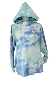 Victoria's Secret ROSA Talla Mediana Campus Cuello Embudo Pullover Sudadera con Capucha Azul Tie-Dye - Imagen 1 de 14