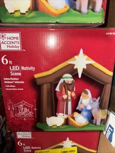 Home Accents Holiday 6 Fuß LED Krippe Weihnachten aufblasbar LED Gemmy - Bild 1 von 1