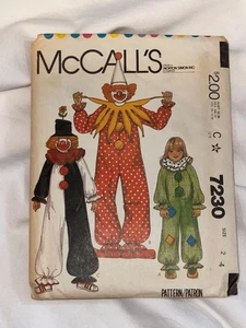 VTG SEWING PATTERN #7230 McCall’s CLOWN COSTUME Size kids small 2-4 Halloween - Picture 1 of 3