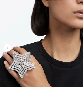 Swarovski Stella Ring Large Crystal Cuts, White Rhodium, Size 55 New 5626366ππ - Picture 1 of 11