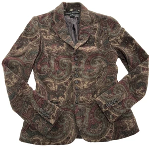 Ralph Lauren Blazer Womens 6 Paisley Wool Made USA Union Jacket Vintage 90s - Picture 1 of 9
