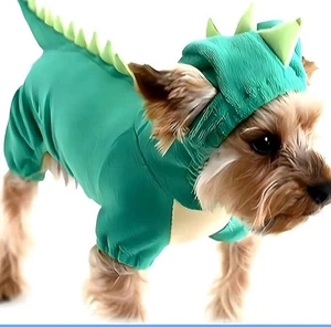 Dinosaurier Hund Halloween Kostüm Dino weicher Samt Hoodie grün Größe Large NEU Neu im Karton - Bild 1 von 4