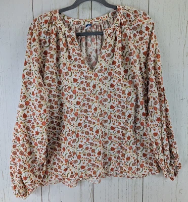 Blusa de manga larga con cuello en V estampado floral multicolor talla grande azul marino antigua para mujer Foto 1 de 4