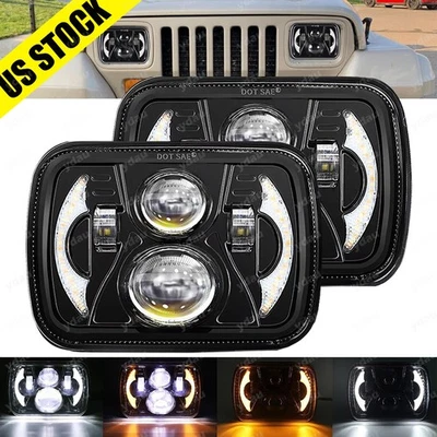 Mais novo para 1984-2001 Cherokee XJ 1986-1995 Wrangler YJ par 5x7" faróis de LED - Imagem 1 de 4
