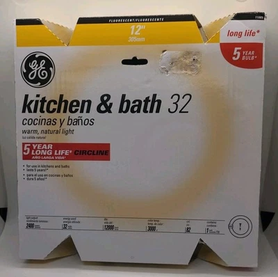 New GE Circline 12" Warm Natural Light Florescent Bulb 32 Watts Fc12 T9 Circline - Image 1 of 4