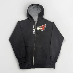 Vintage Y2K Grunge Volcom Skateboard Surfer Hoodie Mens XL Black - Picture 1 of 6