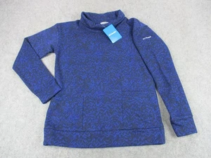 Columbia Pullover Womens Small Dark Sapphire Blue Cowl Neck Pattern Fleece New - Picture 1 of 11