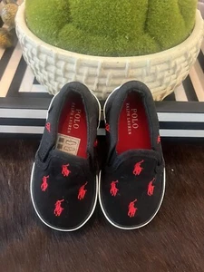 Scarpe Polo Ralph Lauren rosso navy culla M5 bambino ragazzo taglia 5 - Foto 1 di 5